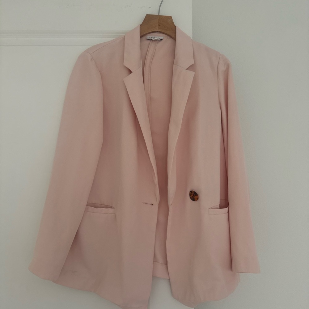 Nordstrom TopShop women’s pink single button soft spring blazer jacket size 6
